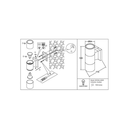 Sieninis lauko šviestuvas BOWERY O574WL-02B