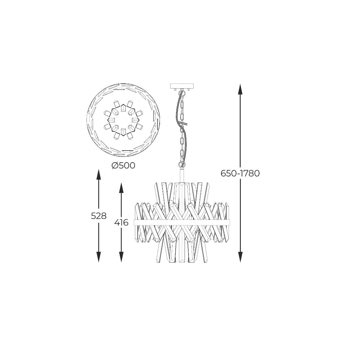 Klasikinis pakabinamas šviestuvas P0567-08C-7GAC CONSTANTINOPLE